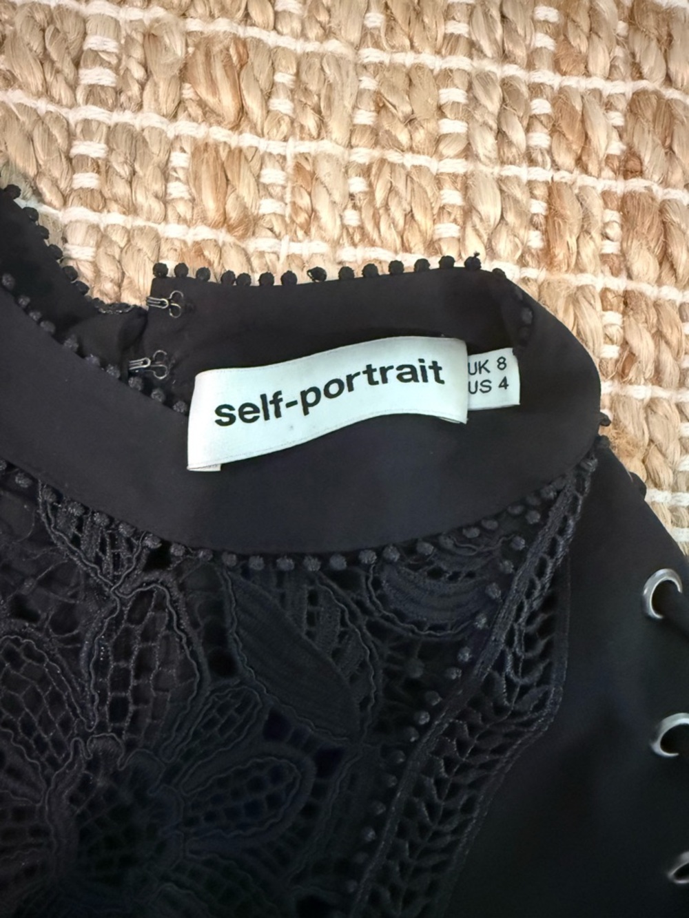 Self-Portrait Black Lace Eyelet Peplum Blouse - Picture 2 of 2